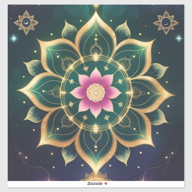 Sticker Sacré Lotus Moon Mandala - Aura céleste (Feuille)