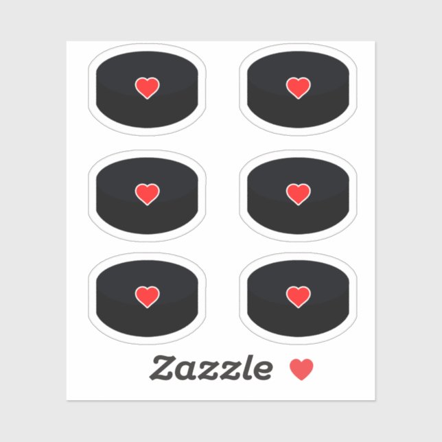 Sticker Sacs de hockey avec boîte de coeur rouge (Feuille)