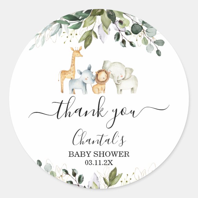 Sticker Safari Foliage Baby shower Favoriser (Devant)