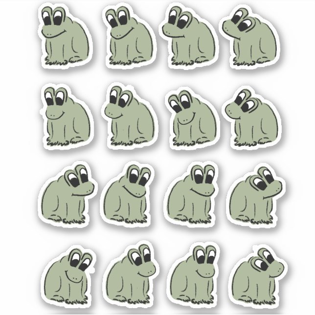 Sticker Sage Bubble Frogs - les enfants verts mignons. (Devant)