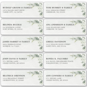 Sticker Sage Green Eucalyptus Mariage Nom d'hôte Adresse