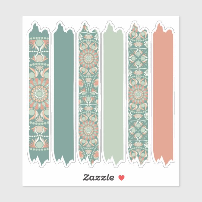 Sticker Sage & Sand Retro Cheer Mandala Motif Washi Tape (Feuille)