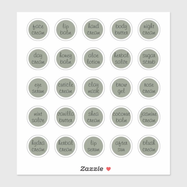 Sticker Sage vert 1,14" - Chaussure Cosmétique Jar Crème B (Feuille)