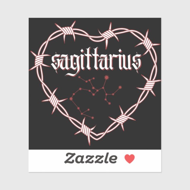 Sticker Sagittarius Constellation Gothique Barbed Wire Art (Feuille)