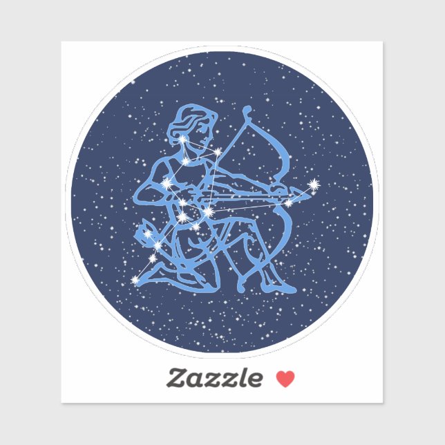 Sticker Sagittarius Constellation & Zodiac Signe avec étoi (Feuille)