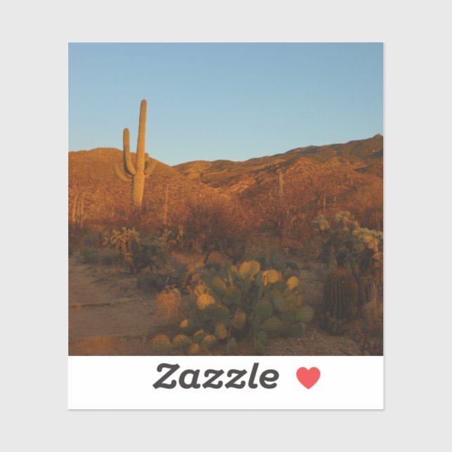 Sticker Saguaro Sunset I Arizona Desert Landscape (Feuille)