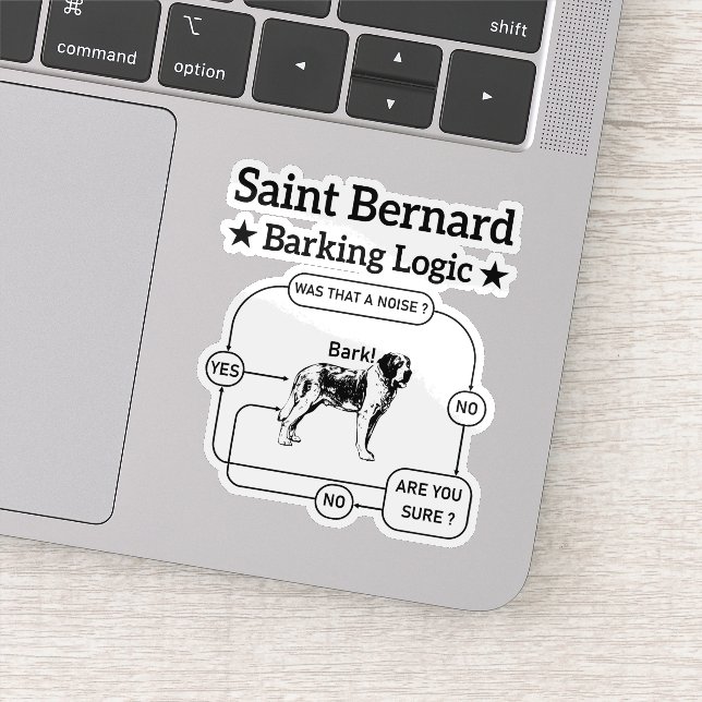 Sticker Saint Bernard Barking Logic Funny Chien propriétai (Détail)