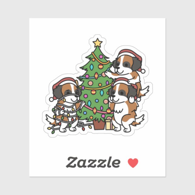 Sticker Saint Bernard Christmas Tree (Feuille)