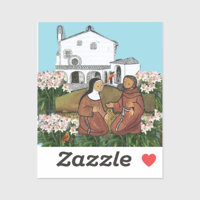 Sticker Saint François et Saint Clare d'Assise (Feuille)
