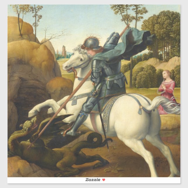 Sticker Saint George et le Dragon, 1506 par Raphael (Feuille)