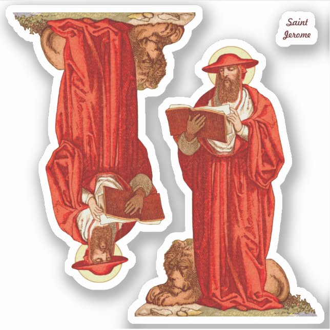 Sticker Saint Jérôme, cardinal avec Lion (P 004) (Devant)