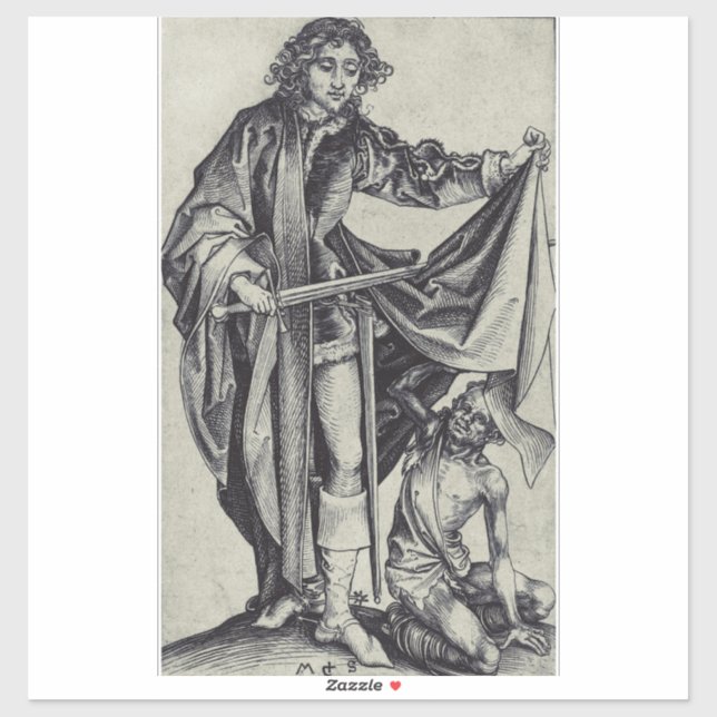 Sticker Saint Martin de Tours Gravure d'art (Feuille)