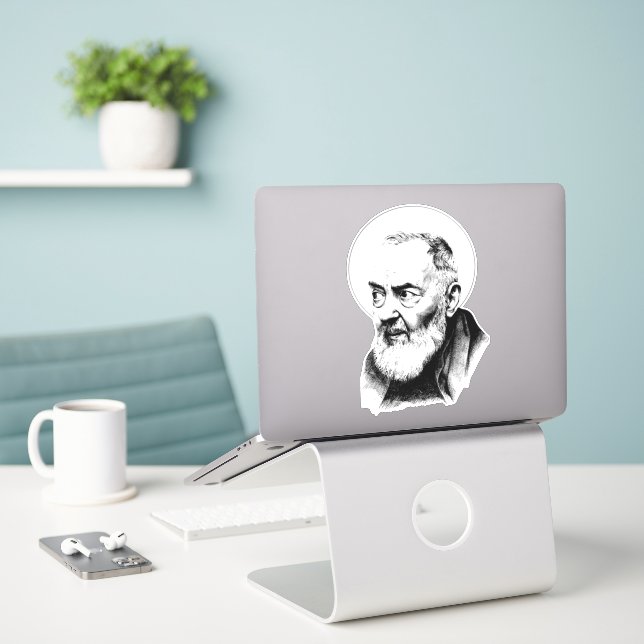 Sticker Saint Padre Pio Capuchin Monk (Ordinateur portable sur le bureau)