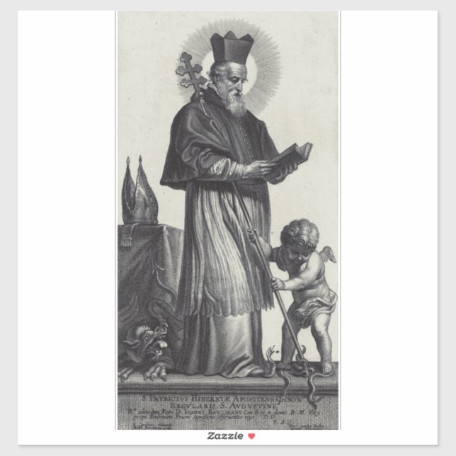 Sticker Saint Patrick Apôtre d'Irlande  Art monochrome (Feuille)