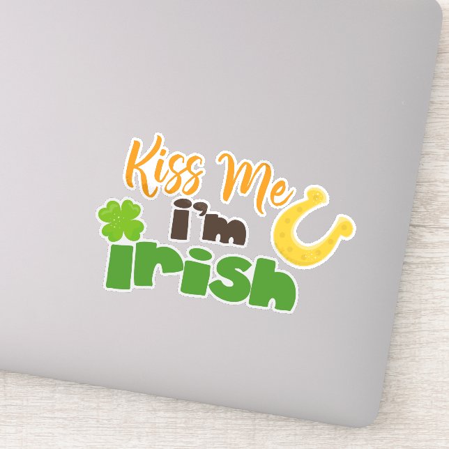Sticker Saint Patrick's Day, Clovers, Kiss Me Je suis irla (Détail)
