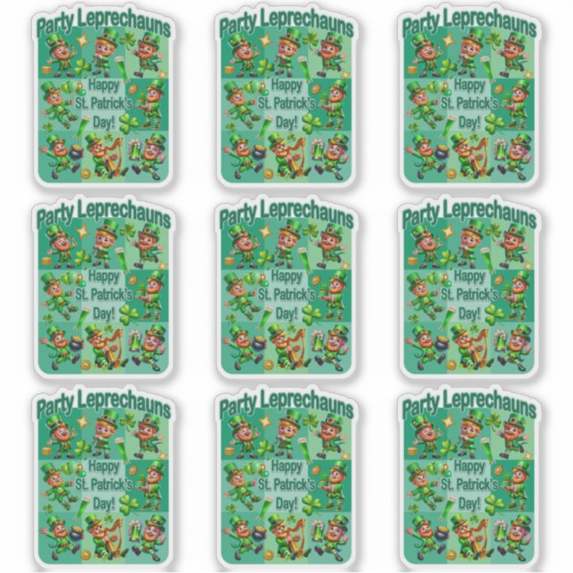 Sticker Saint Patrick's Day Fun Adorable "Party Leprechaun (Devant)