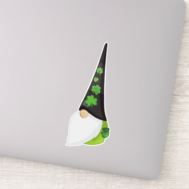 Sticker Saint Patrick's Day Gnome, mignonne Gnome, Clovers (Détail)