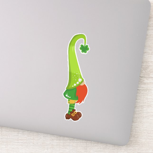 Sticker Saint Patrick's Day, Lucky Clovers, mignonne Gnome (Détail)