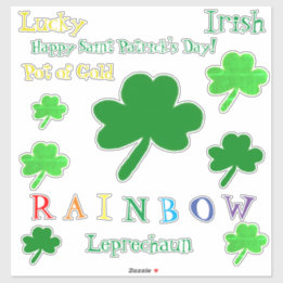 Sticker Saint Patrick's Day Rainbow Shamrocks Vinyl