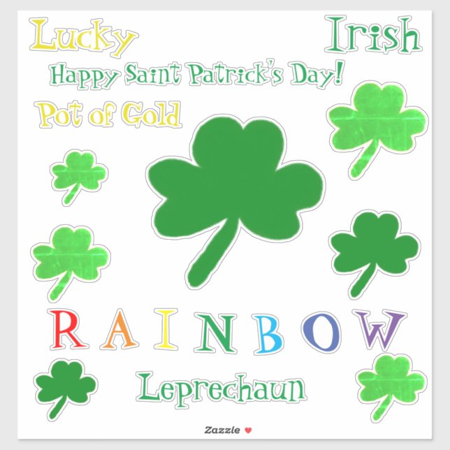 Sticker Saint Patrick's Day Rainbow Shamrocks Vinyl (Feuille)