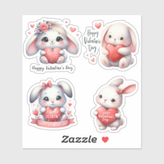 Sticker Saint-Valentin de mignons lapins bébés