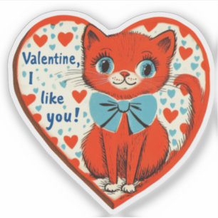 Sticker Saint-Valentin Rétro Vintage Chat Mignon Je T'aime