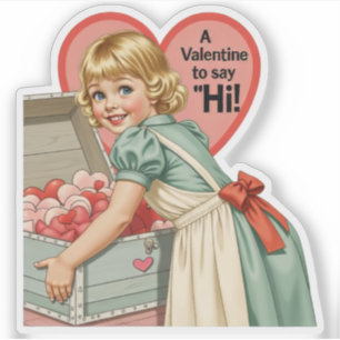 Sticker Saint-Valentin Rétro Vintage "Dis Bonjour"