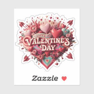 Sticker Saint Valentin, super journée, clipart rétro