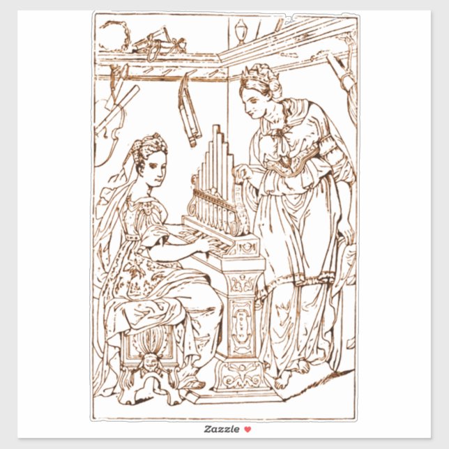 Sticker Sainte Cécile avec Sainte Catherine d'Alexandrie (Feuille)