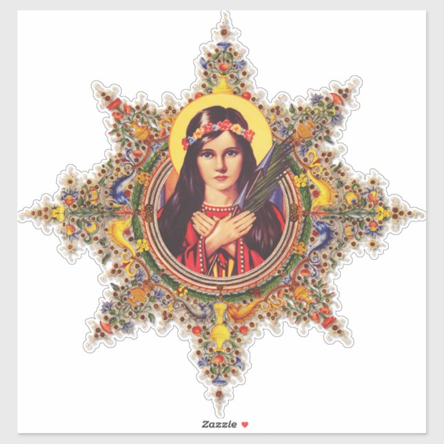 Sticker Sainte Philomène Vierge Art Lumineux Premium (Feuille)
