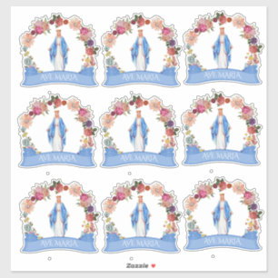 Sticker Sainte Vierge Marie Florale Religieuse