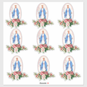 Sticker Sainte Vierge Marie Florale Roses Vinyl