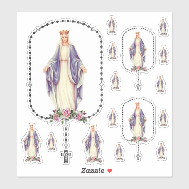 Sticker Sainte Vierge Marie Saint Rosaire (Feuille)