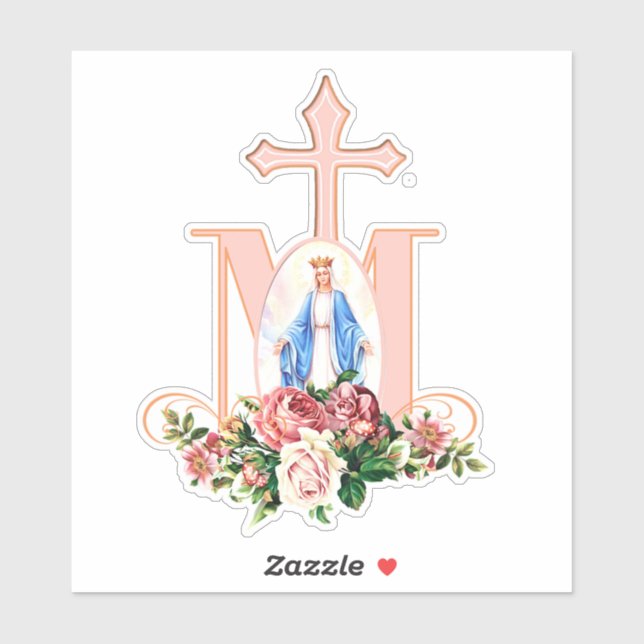 Sticker Sainte Vierge Religieuse Contour Vinyle (Feuille)