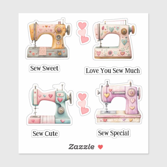 Sticker Saintes Machines à Coudre pour la Saint-Valentin (Feuille)