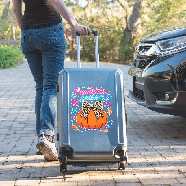 Sticker Saison citrouille Leopard Bow Design - mignon auto (Valise Insitu)