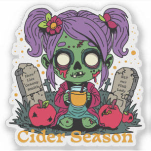 Sticker Saison de cidre d'Apple Zombie