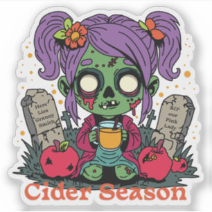 Sticker Saison de cidre d'Apple Zombie