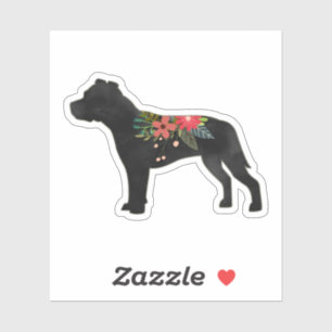 Sticker Saison Dog Breed Boho Floral Silhouette
