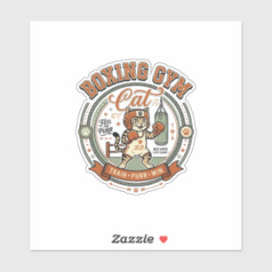 Sticker Salle de boxe Chat Salle de boxe Chat Vintage Vect