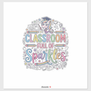Sticker Salle de classe licorne pleine de paillettes Merch