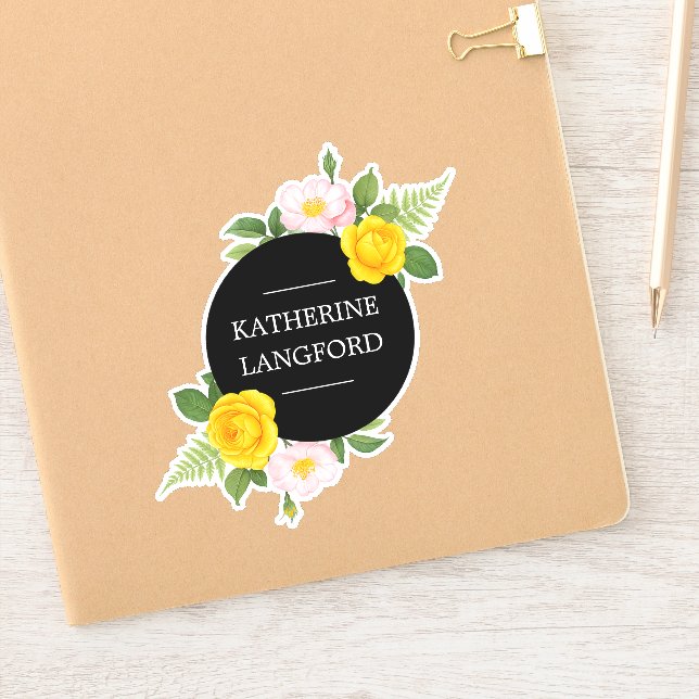 Sticker Salon de beauté Floral minimal Suite d'affaires (Carnet)