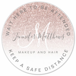 Sticker Salon du Logo rose Gold COVID Attendre Distance so