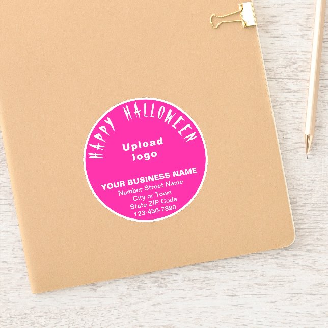 Sticker Salutation d'Halloween d'affaires sur Vinyl rond r (Carnet)