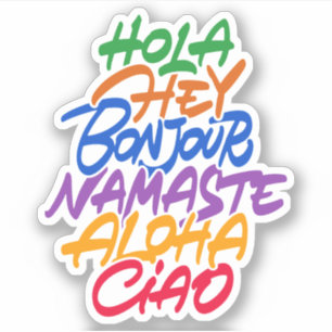 Sticker Salutation sur différentes langues : Hey, hola, al