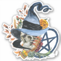 Samhain Witch Skull & Blue Pentacle
