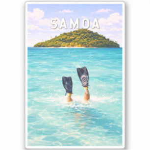 Sticker Samoa Illustration Voyage Art Vintage