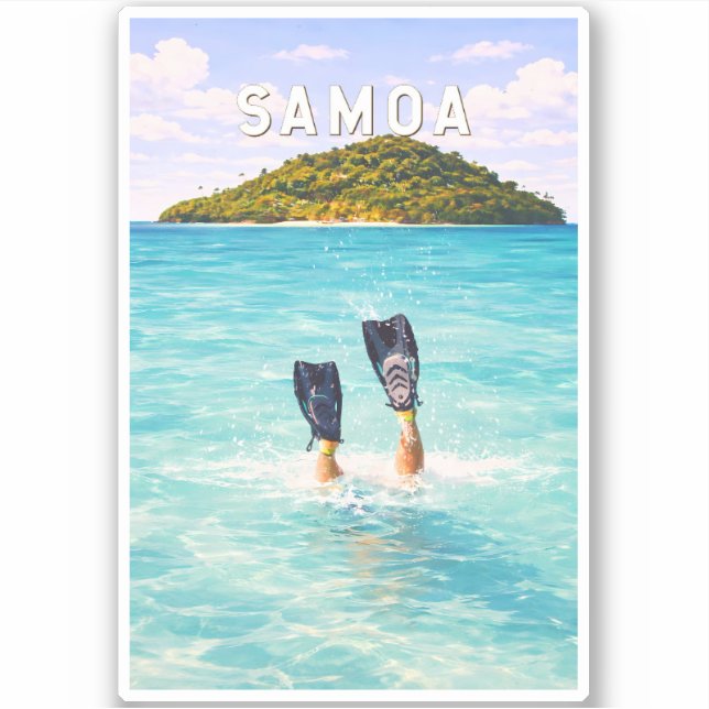 Sticker Samoa Illustration Voyage Art Vintage (Devant)