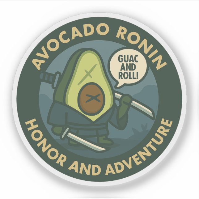 Sticker Samouraï Guac And Roll Graphique d'avocat (Devant)