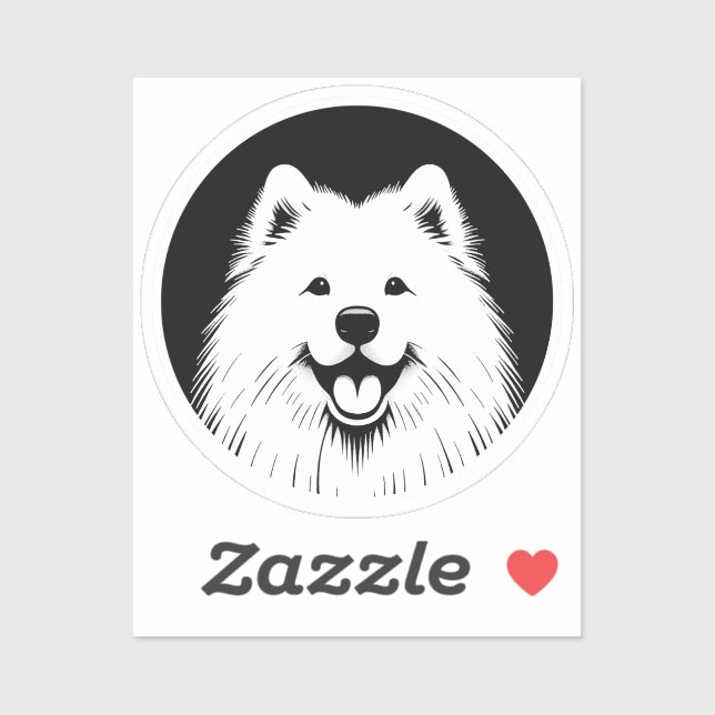 Sticker Samoyed White Pop Art Classic Chic Sammie Smile (Feuille)